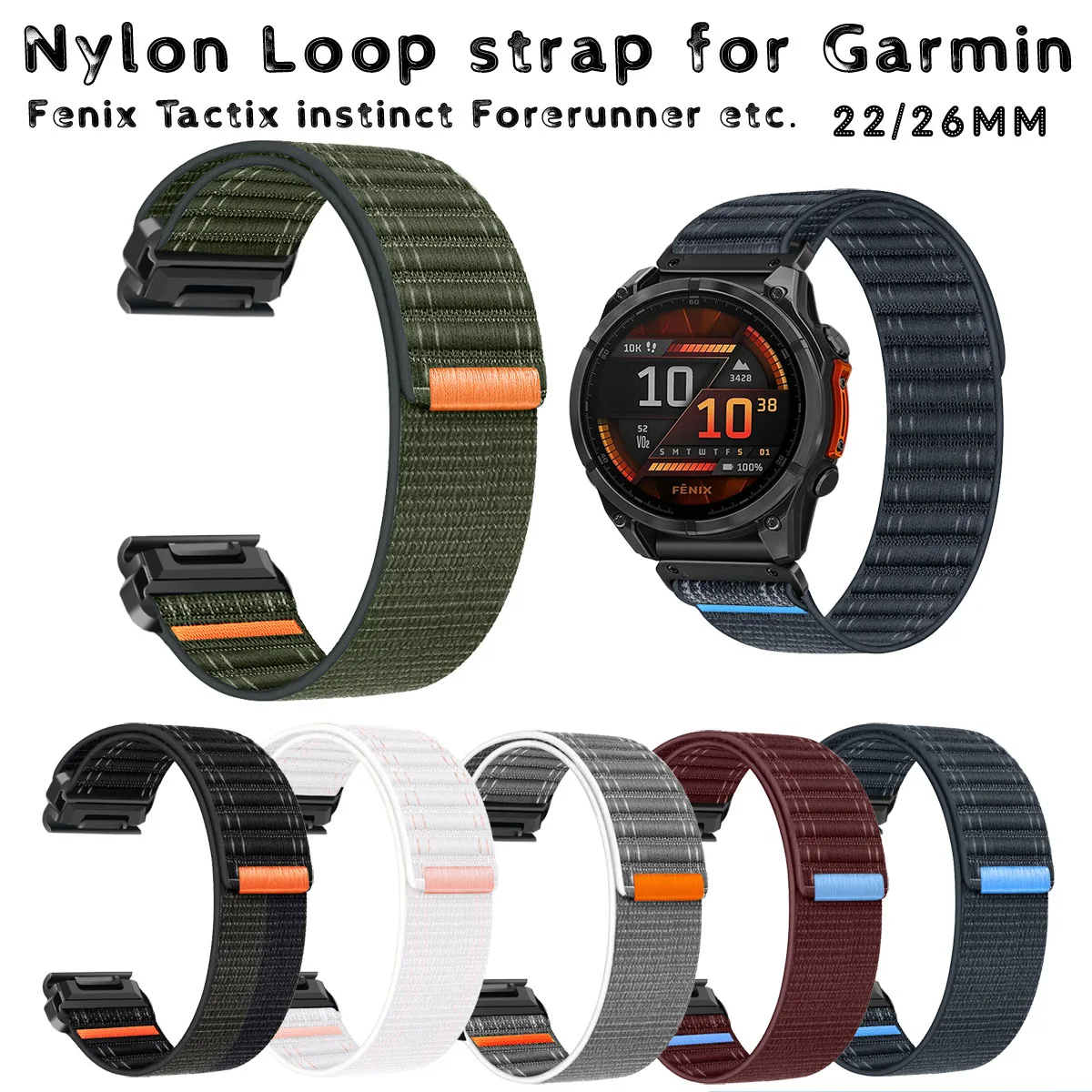 Quick Fit 22mm 26mm Sea Woven Nylon Band For Garmin Fenix 8 47mm 51mm 7 7X 6 6X 5 5X Plus/Enduro 3/Epix Pro Gen 2 Strap Bracelet