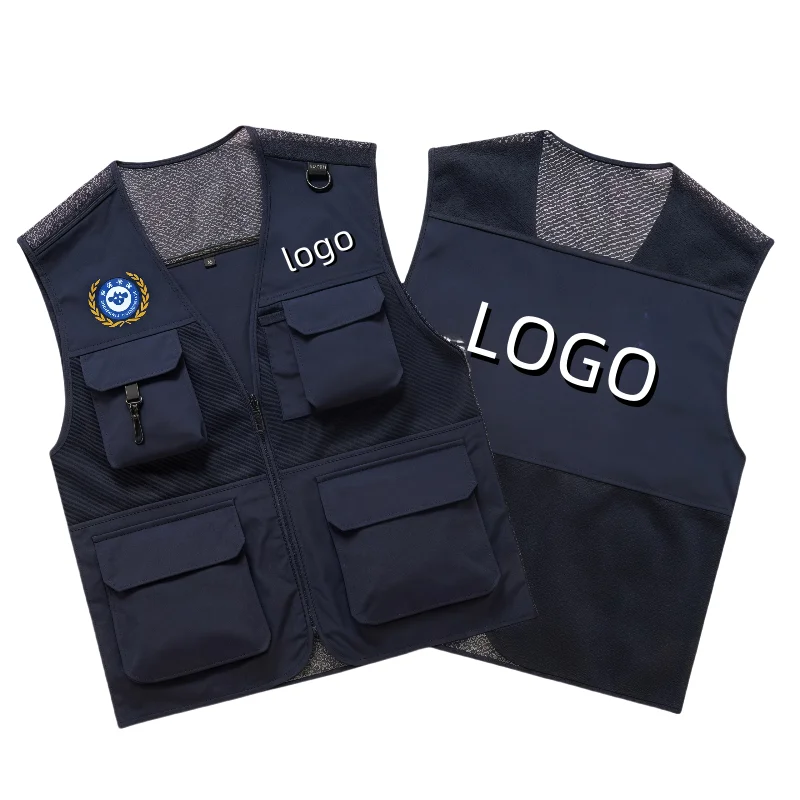 

2025 Leisure Loose Fit Outdoor Vest Customizable Logo Printing Fishing Photography Workwear Multi Pocket Lightweight Jacket