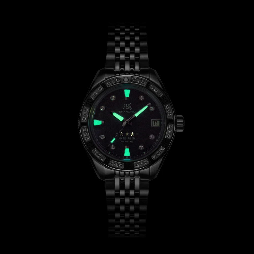 Shanghai Watch 20Bar Waterproof Automatic Dive Watches Luminous Mechanical Clock Sapphire Ladies' Timepiece Stainless Steel 5201