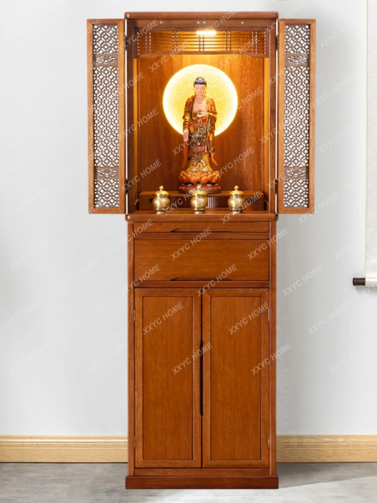 Clothes Closet Modern Light Luxury Buddha Cabinet God of Wealth Cabinet Home Bodhisattva Shrine Table Pear Wood Altar Cabinet