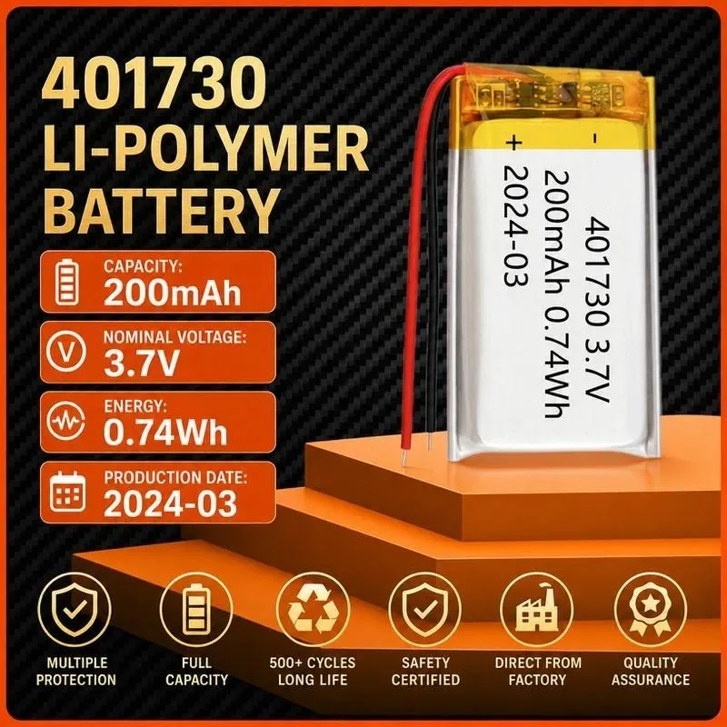 100pcs for 401730 Polymer Lithium Battery 3.7V 200mAh Rechargeable Battery for Adult Products Recording Pen Bluetooth Speaker