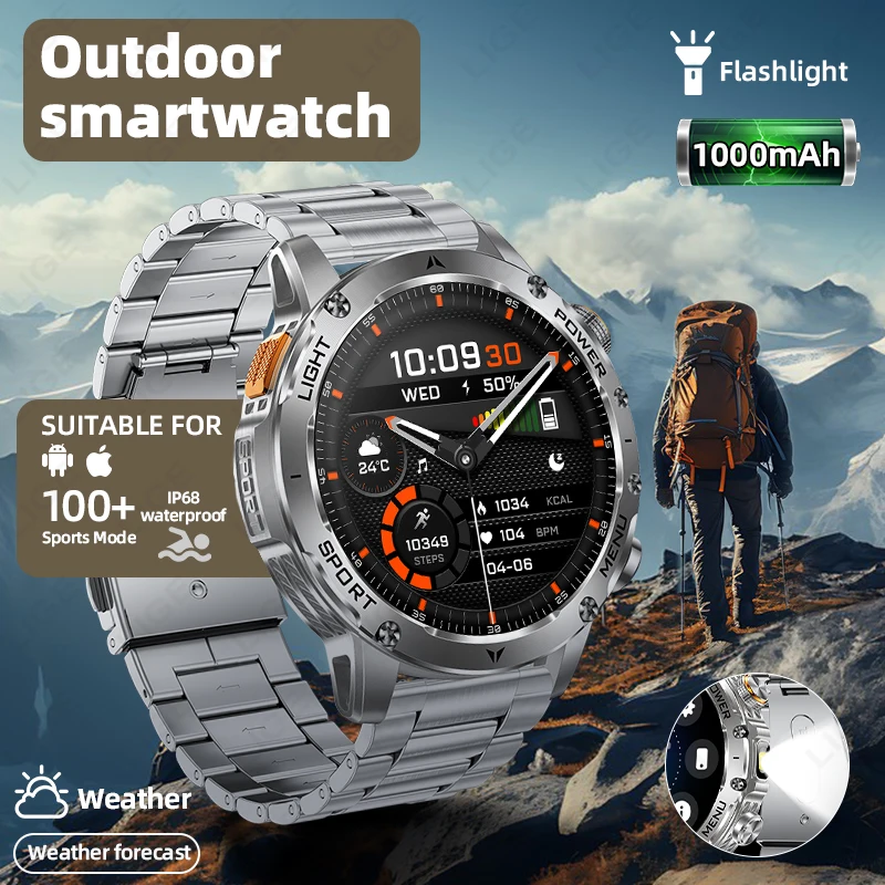 

LIGE NEW 2026 1000mAh Large Battery Durable Adult Smart Watch IP68 Waterproof BT Call Sports Smartwatches For Men Outdoor Sports