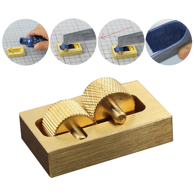 A59E-мини-крайка для масла, инструмент для резьбы по коже, чистая медь, сделай сам, сшитый вручную кожаный инструмент, ролик