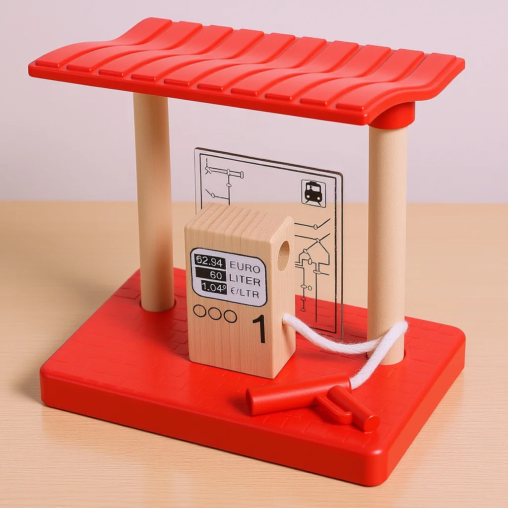 

Деревянный поезд, аксессуары для строительства, АЗС для детей, компактный размер, простая сборка, имитация железной дороги, декоративное время игр