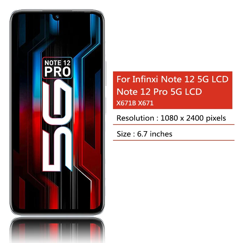 Infinix Note 12 5G X671 LCD 디스플레이 스크린 터치 패널 디지타이저, Infinix Note 12 pro 5G X671B 디스플레이, 6.7 인치 신제품