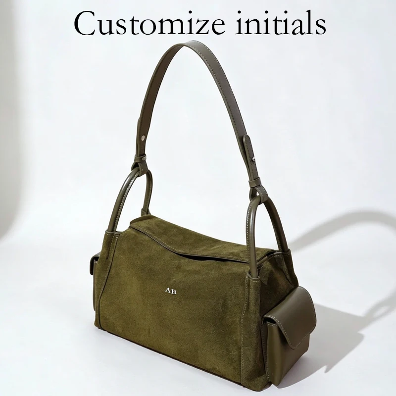 Customize Initials Leather Small Pillow Bags For Women Luxury Designer Handbag Purse 2026 New In Suede Cowhide Underarm Shoulder