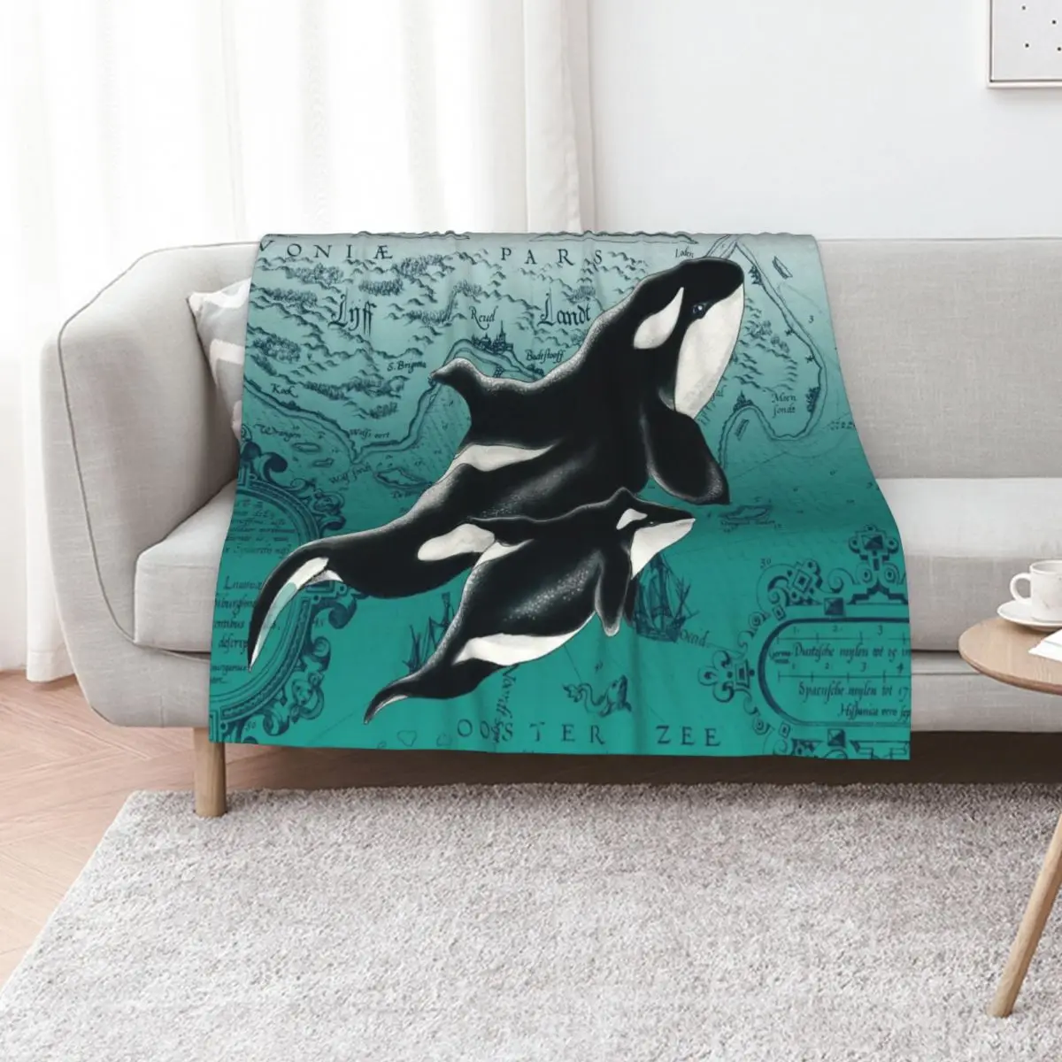 Orca Whales Love Family Yellow Sun Ink Throw Blanket Kid'S Softest Soft Plaid for babies manga Extra Large Throw Blankets