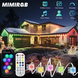 65ft Permanent Outdoor Eaves LED Lights String APP Control Exterior RGBIC Color Changing Lights Strip DIY Scene Modes Lighting