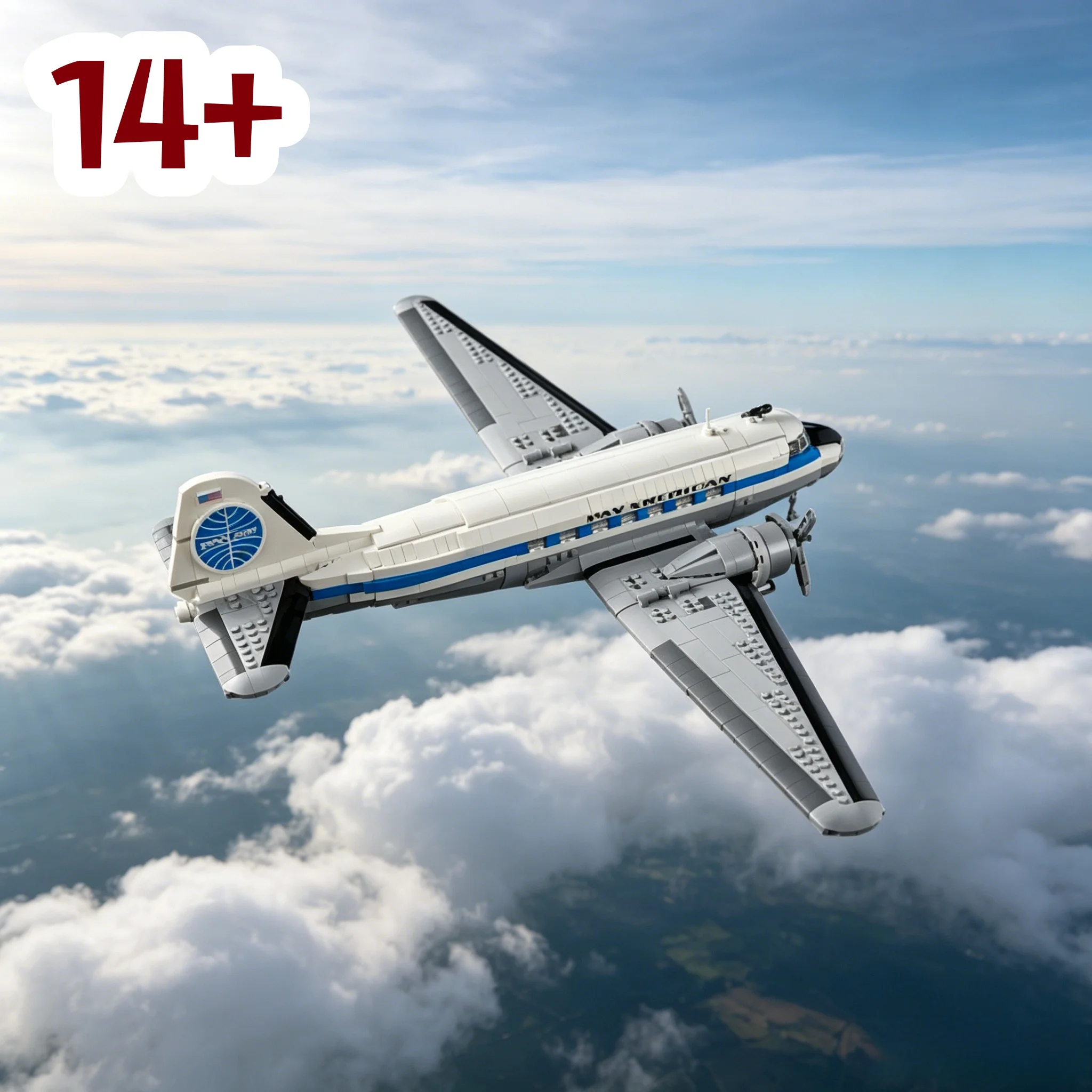 

2026 new Douglas DC-3 airliner building blocks kit, American Airlines aircraft model building blocks, creative educational gift