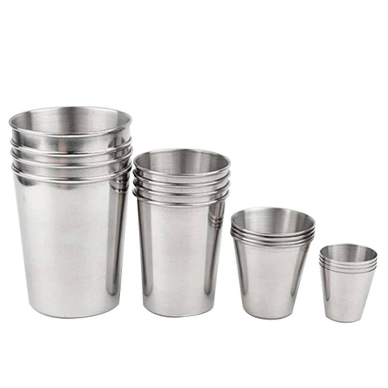 Stainless Steel Metal Cup Beer Cups White Wine Glass Coffee Tumbler Drinking Coffee Tea Mug Set Outdoor Travel Camping Mugs