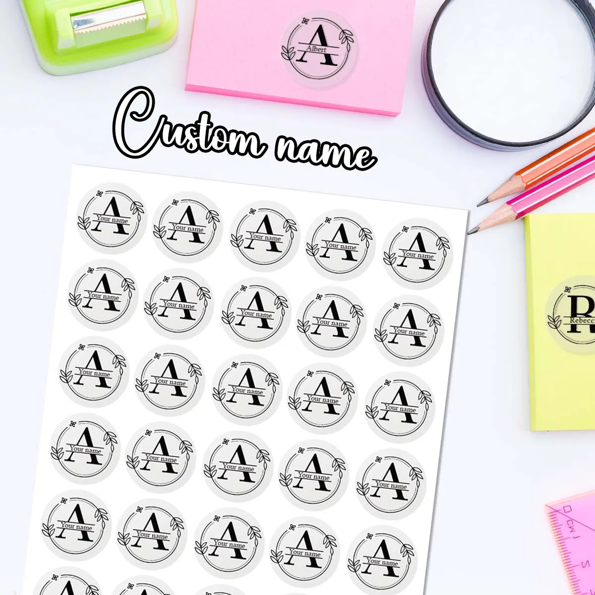 30pcs Cartoon letters Customized Name Stickers Personalized Name Stickers Textbook Tag Personalized Tag Pencil Label