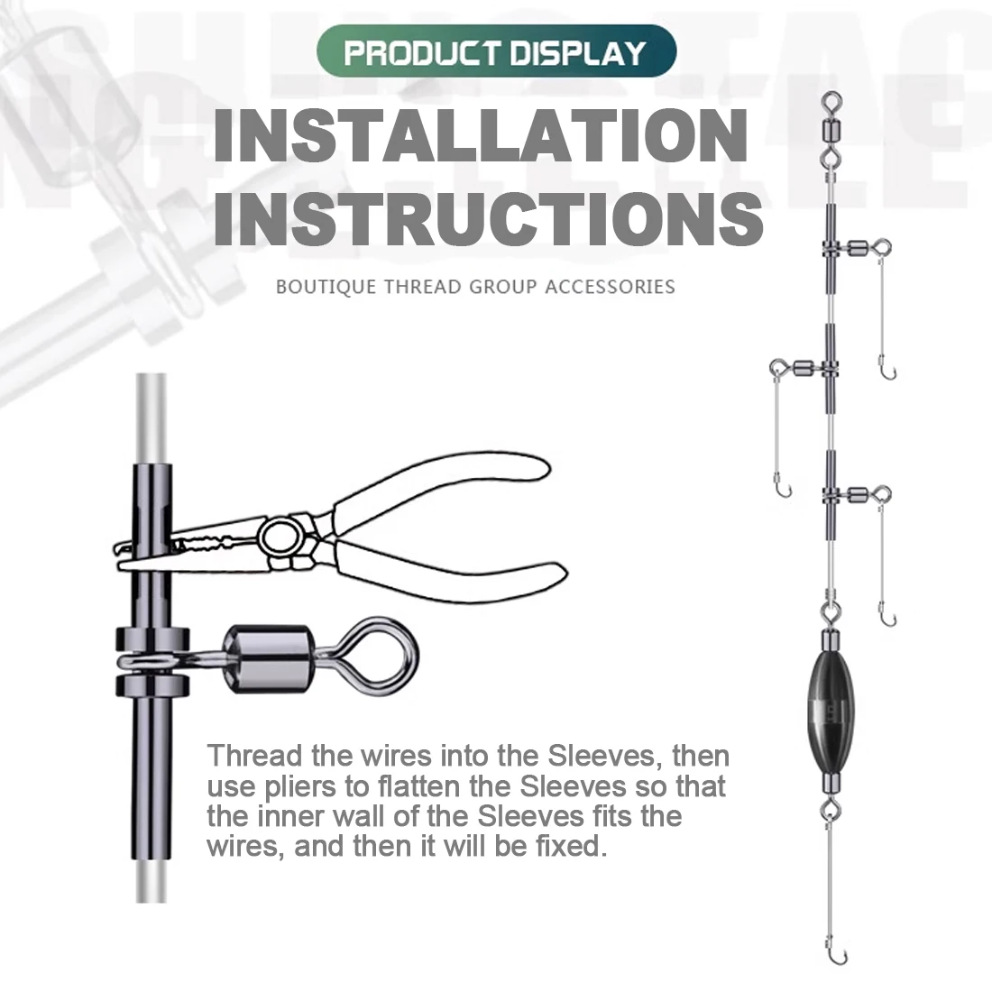 9KM 25 Stuks 3 Way Wartels Vissen Cross Line Crimp Rolling Swivel Connector T-Vorm Crimp Mouw Wartels vissen Zoutwater