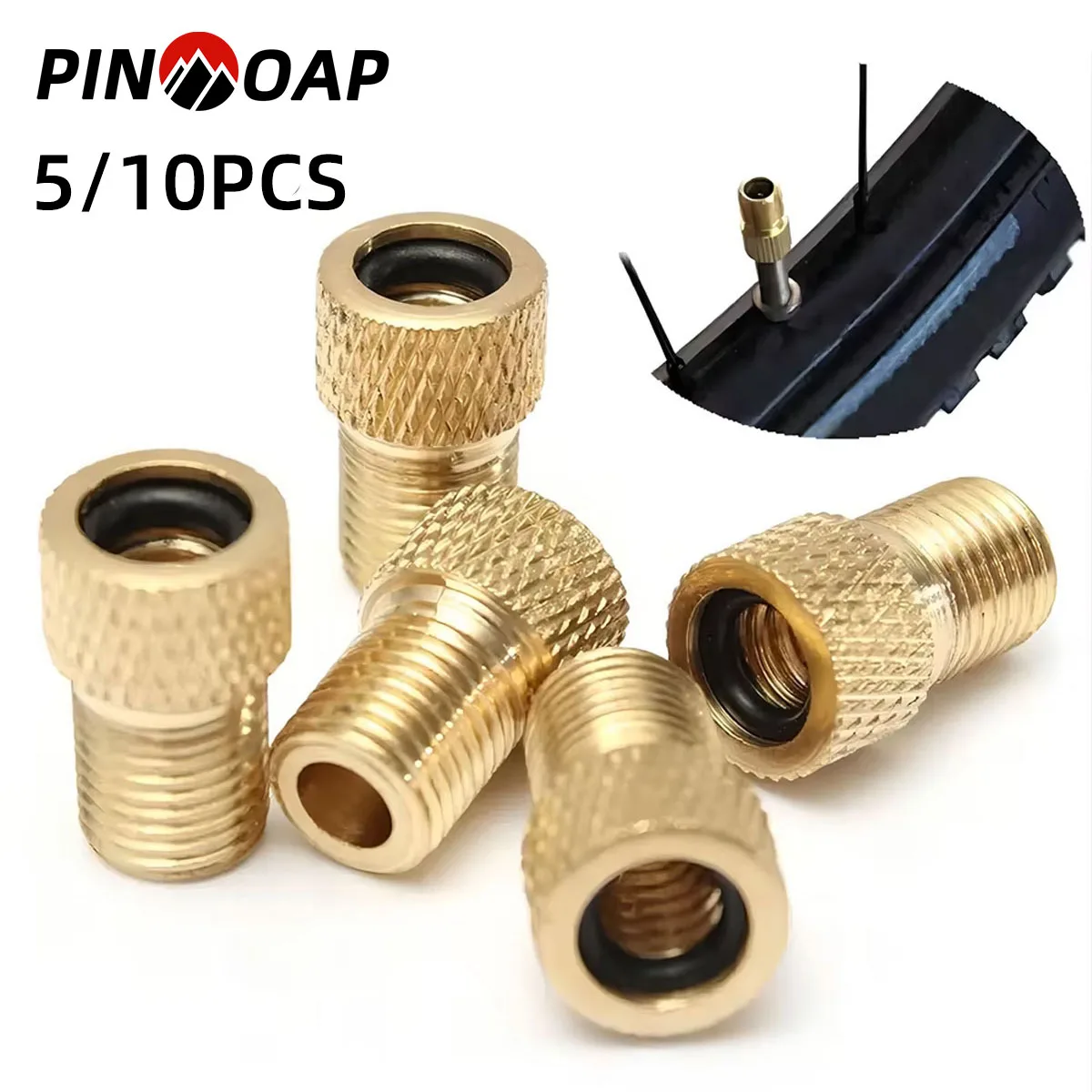 

PINMOAP 5/10 шт. конвертер велосипедных клапанов с уплотнением впускной разъем велосипедного воздушного насоса, совместимый с большинством накачивателей велосипедных шин