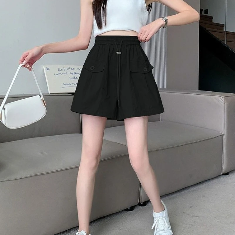 2026 Summer Women High Waisted Wide Leg Pink Cargo Shorts Casual Loose Fit Shorts