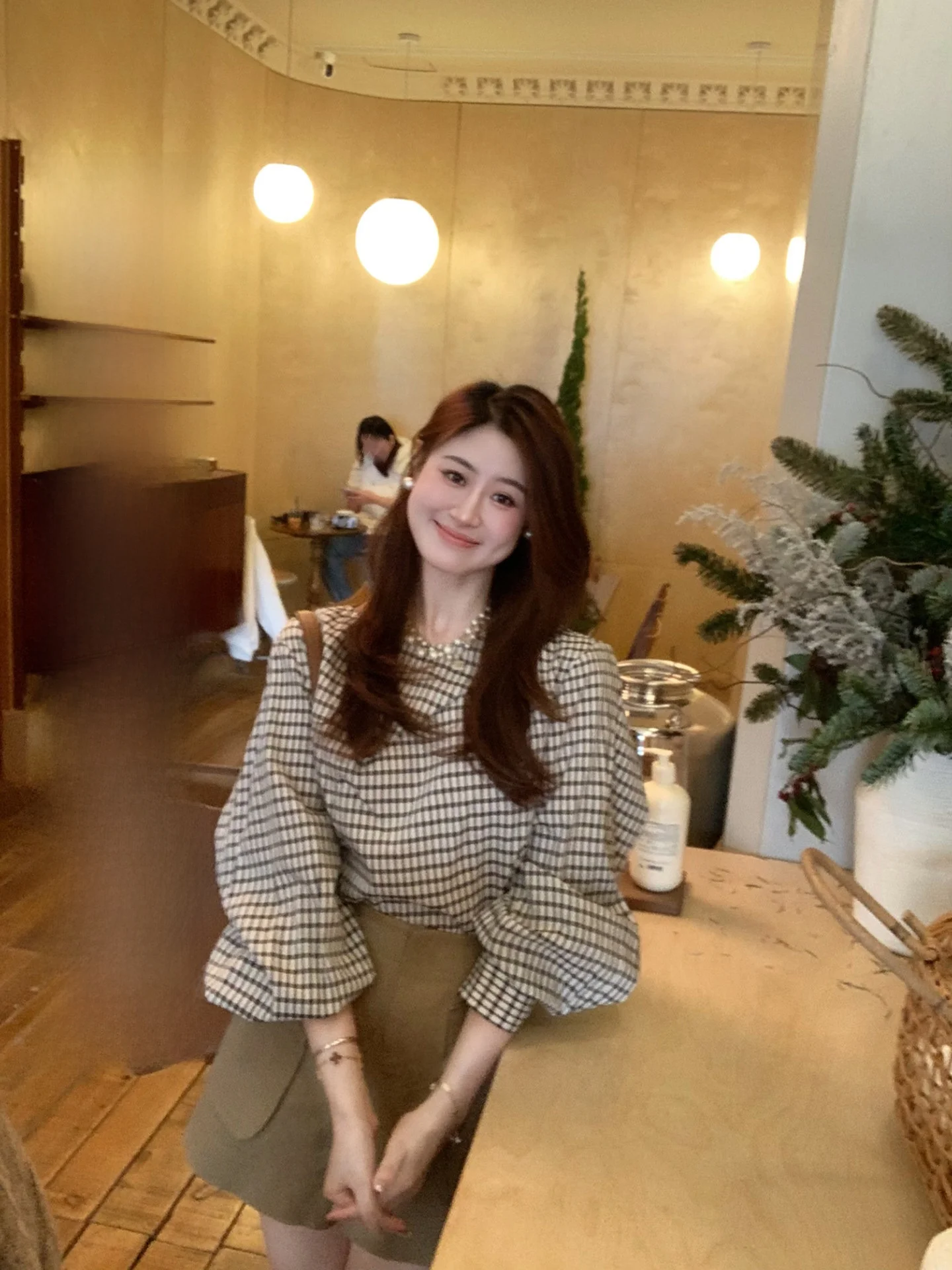 

one Plaid Design Lantern Sve ort irt Women's Casual Sle irt id Pattern Top Small ence Design Sense