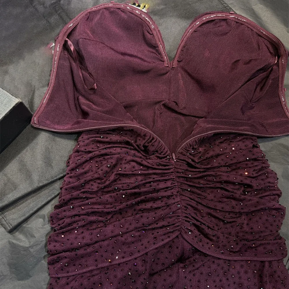 Abito da sera senza spalline da donna estivo 2026, gioielli con diamanti, corsetto, abito da donna, reggiseno lungo da festa di nuova moda Y2K