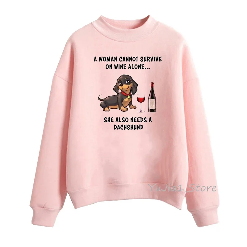 A Woman Needs A Dachshund Funny Graphic Hoodies Women Beagle Dog Animal Print Cute Hoodie Woman Pink Tracksuit Sweatshirts