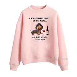 A Woman Needs A Dachshund Funny Graphic Hoodies Women Beagle Dog Animal Print Cute Hoodie Woman Pink Tracksuit Sweatshirts