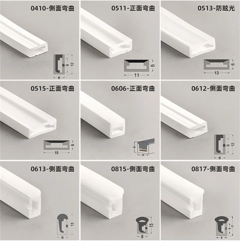 Tubo de Neon Flexível, Perfil LED, Habitação Recessed, Impermeável, IP67, Fita, Decoração Exterior, Fita Linear, Luzes Strip, 1-5m, Pcs