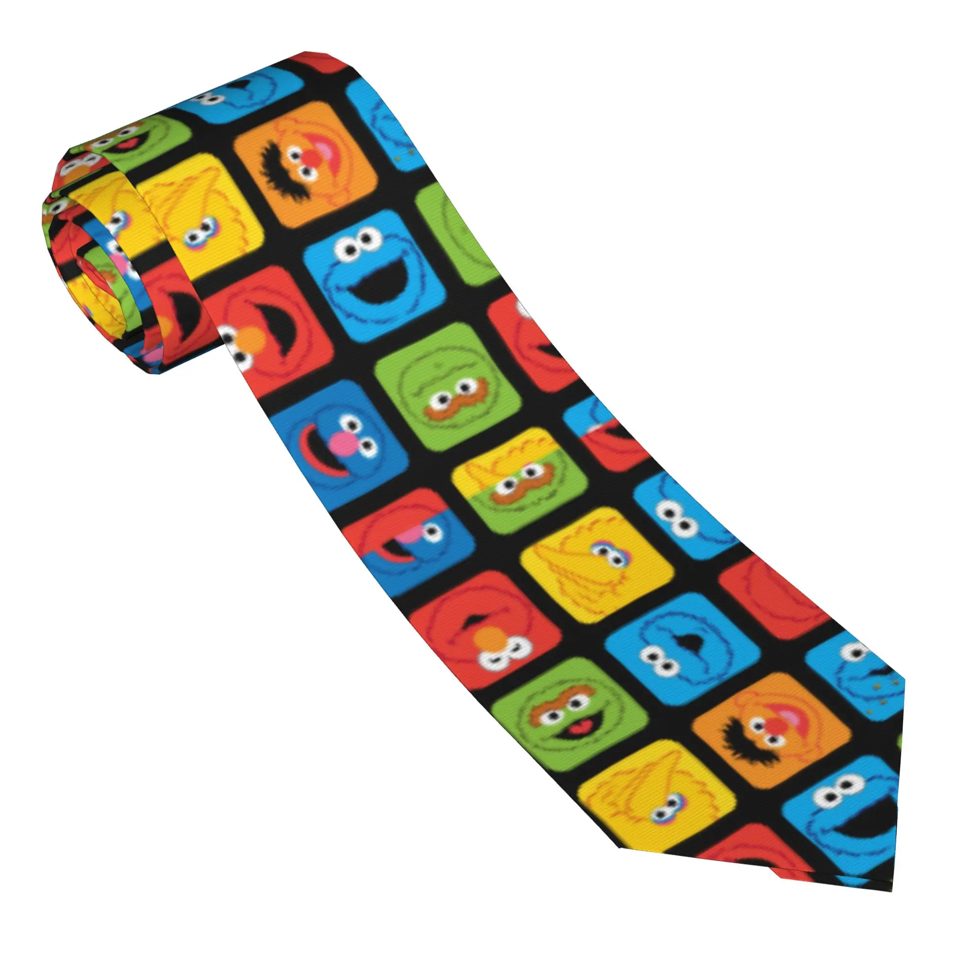 Sesames Streets Cubed Faces Pattern Neckties Skinny 8 cm Classic  Neck Ties for Mens Accessories Gravatas Wedding  Gift