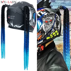 My-Lady 22inch Synthetic Ponytail Braids Wigs With Sucker Bow Ombre Helmet Braid Punk Cool For Motorbike Helmets Twist Braids