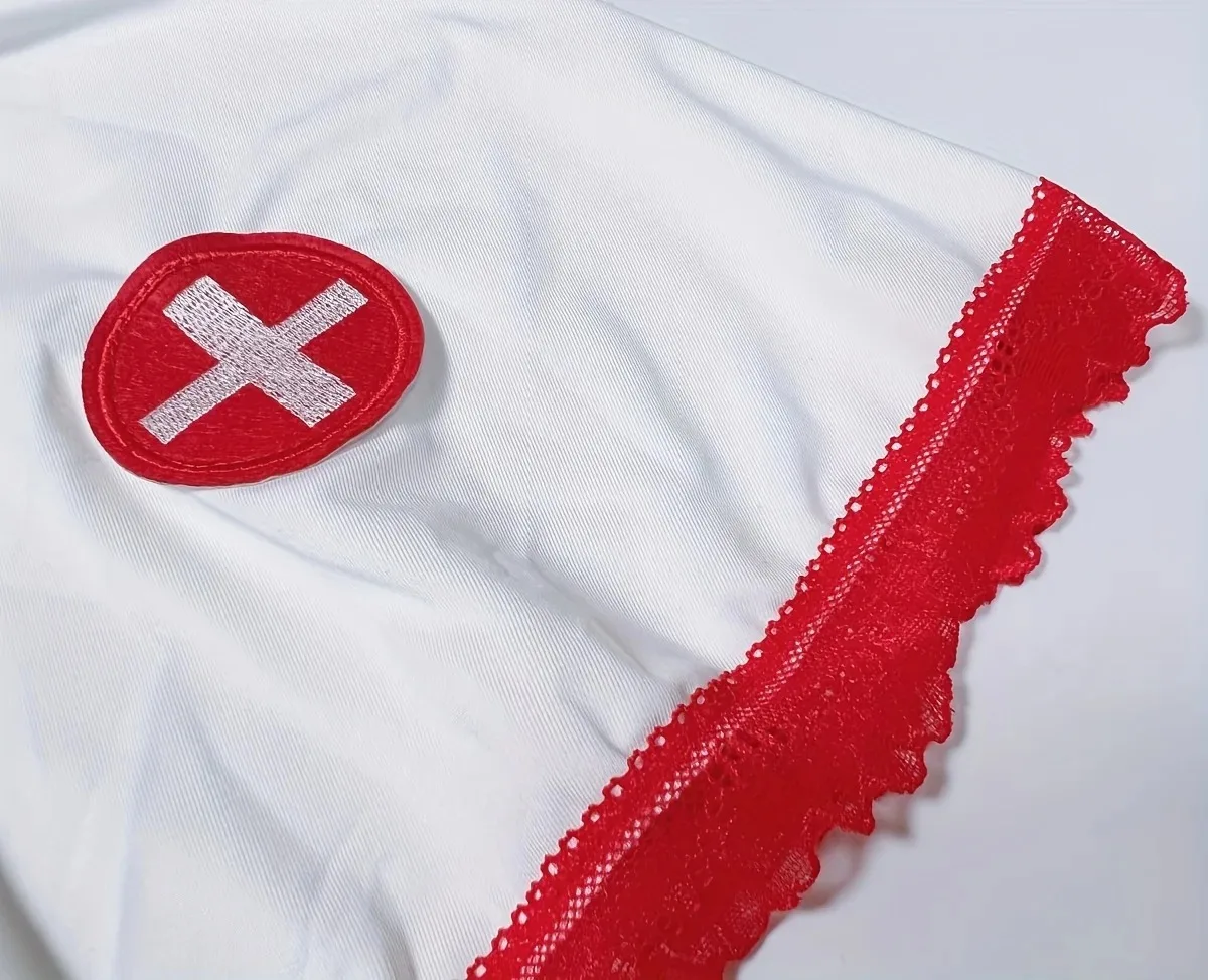 Sexy Role Play Lingerie Mesh Interesting Underwear Women Bow Knot Mesh Patchwork Lace Garters Exposed Navel Underwear System Set