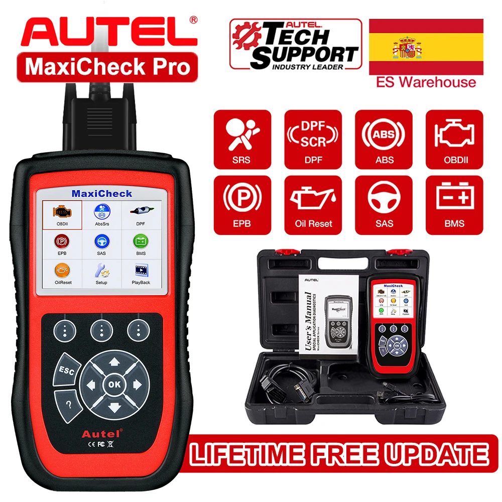 Autel MaxiCheck Pro OBD2 Code Reader Auto Bleeding Scanner with ABS/SRS Airbag, Oil Reset, SAS, EPB, BMS, Free Update PK AP200C