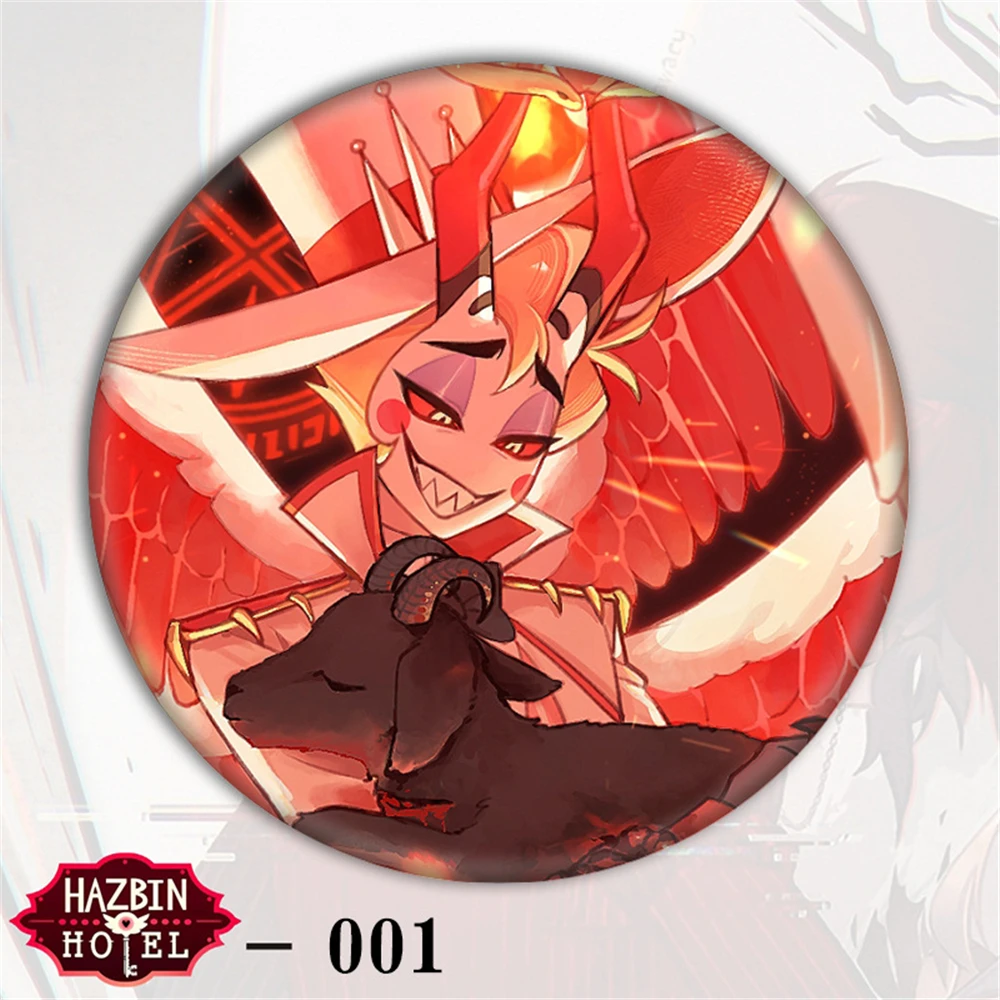 58mm Anime Hazbin Hotel Charlie Morningsta Alastor Vaggie Cosplay COSTUME Badge Pin SPTE Tinplate Brooch﻿ Prop Xmas Gilf
