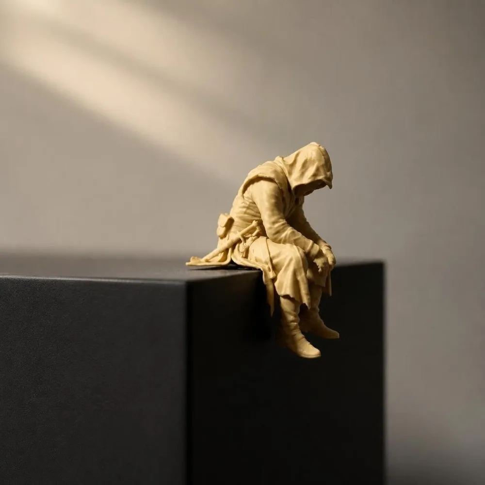 Desk Ornaments Sitting Pose Ninja Ornaments Dark Style 3D Printed Zen Statue Home Decor Warrior Figurine Desk