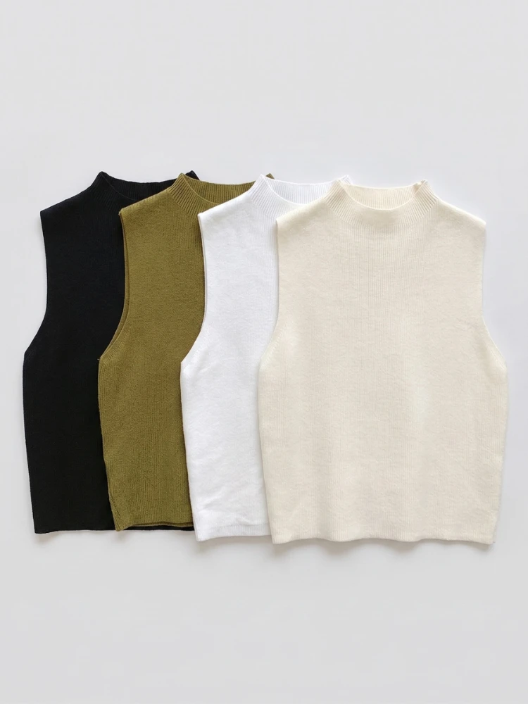 zjaiss 2026 Summer Crop Tops Knitted Women Tank Top Slim Sweater Sleeveless Pullovers Spring Autumn Solid Versatile Vest