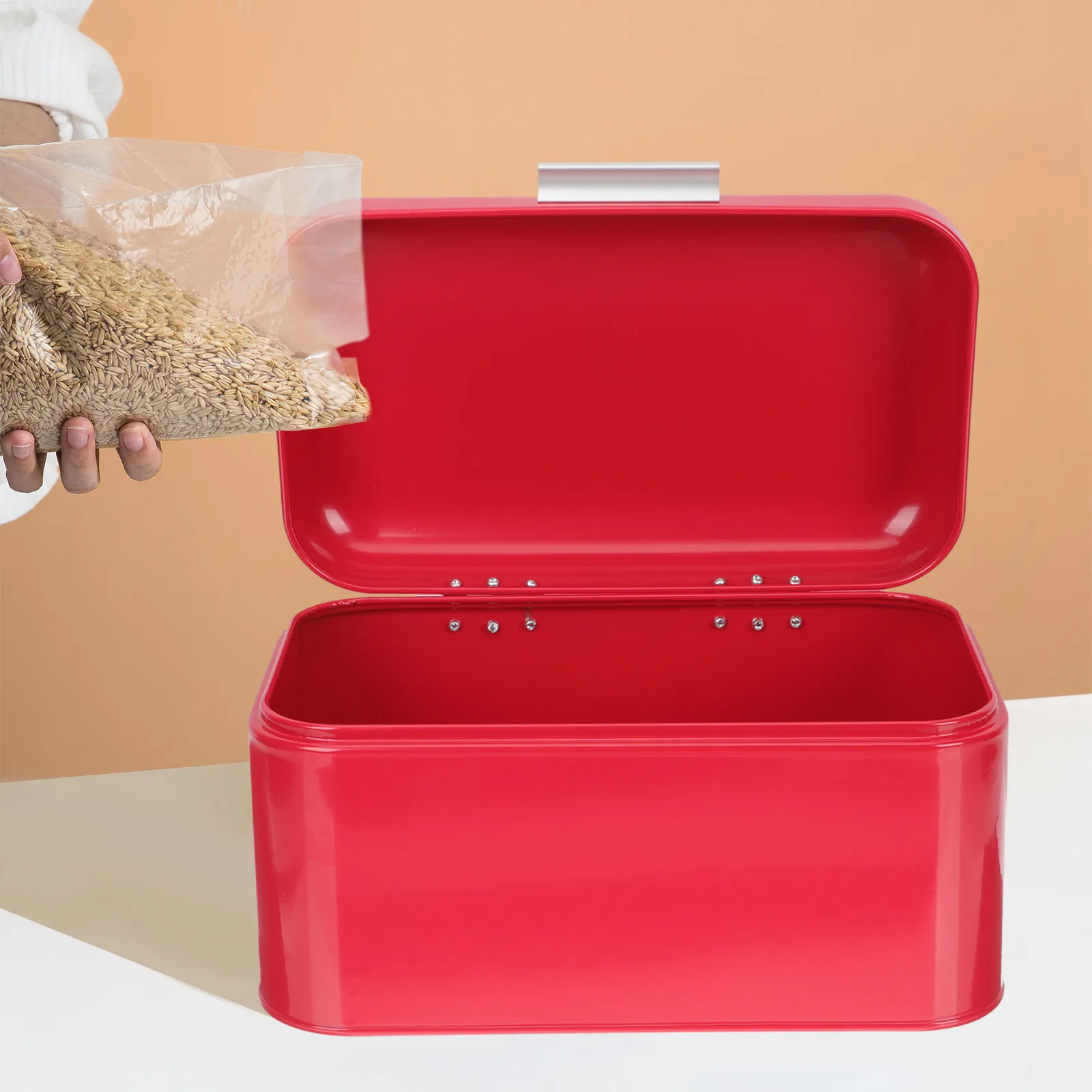 Metal Bread Box Kitchen Storage Container Retro Bread Case Airtight Organizer for Countertop Metal Storage Box