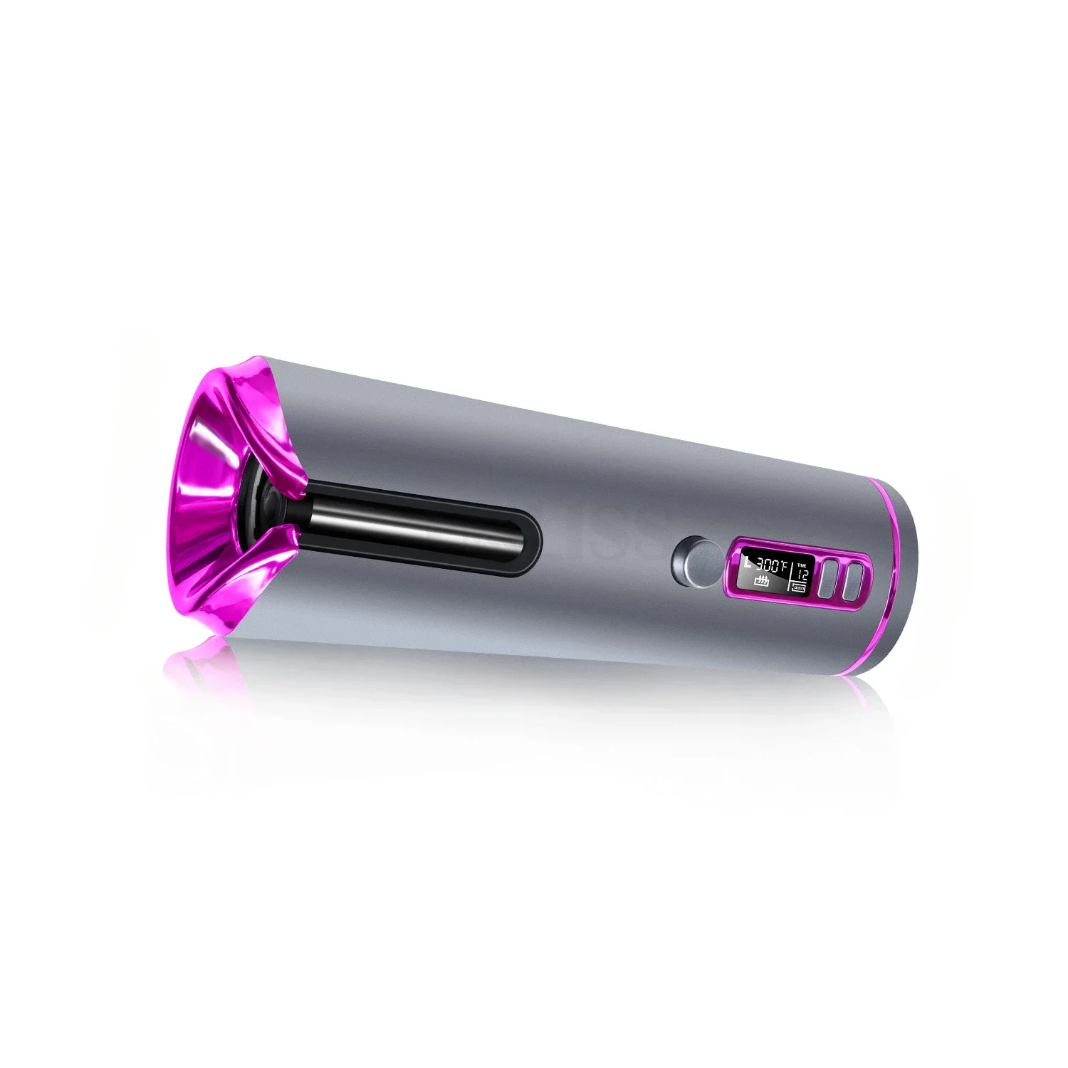 Big disountIntelligent Wireless Curling Iron Rechargeable Rotating Curling Iron LED Display Screen Temperature Adjustable Curl