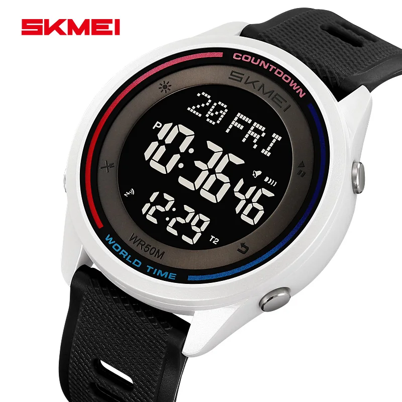 

SKMEI Многофункциональные модные цифровые наручные часы для мужчин и женщин, уличные светодиодные водонепроницаемые часы, спортивные часы в стиле милитари с хронографом
