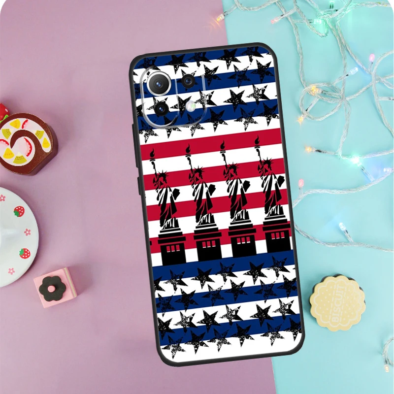 America USA Flag Statue of Liberty Case For POCO X5 X3 F5 Pro M5 F3 F4 X4 GT Cover For Xiaomi 13 Ultra 11T 12T Pro 12 Lite