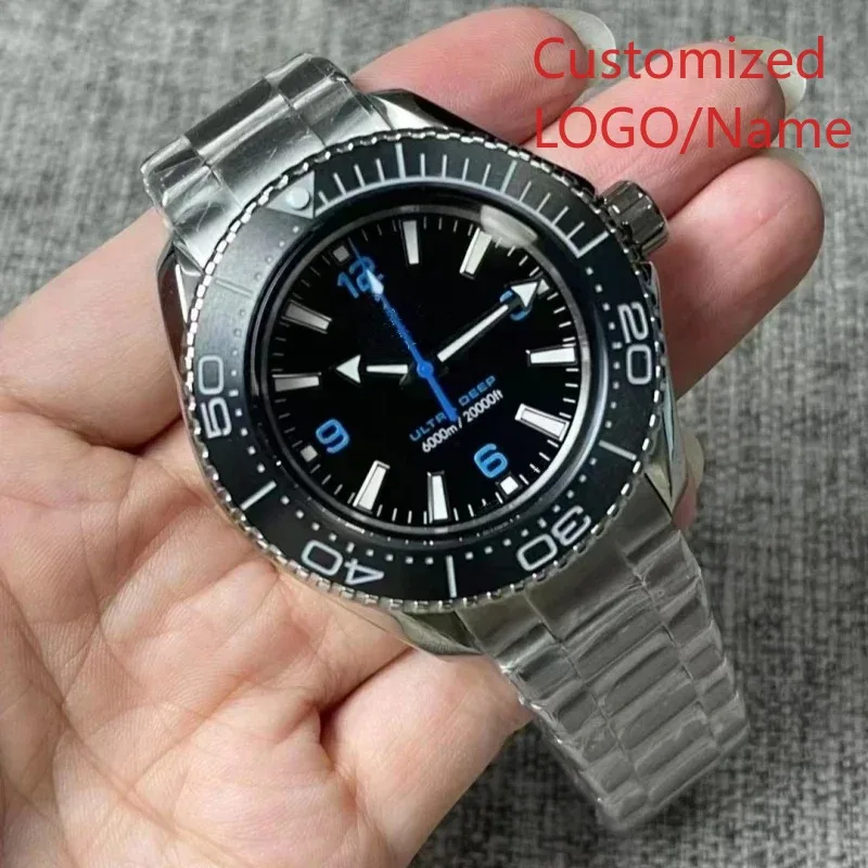 تخصيص الرجال التلقائية الميكانيكية ووتش 904L الفولاذ المقاوم للصدأ أسود أزرق أخضر السيراميك الحافة ارتفع الذهب الياقوت الساعات #6