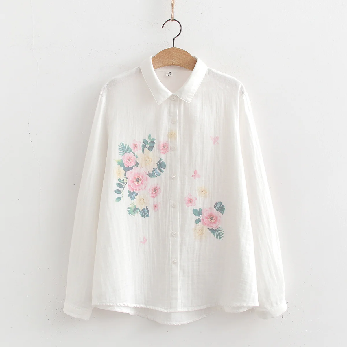 Romantic shirt woman 100% cotton yarn floral white blouses women designer luxury shirts summer clothing women 2024 tops