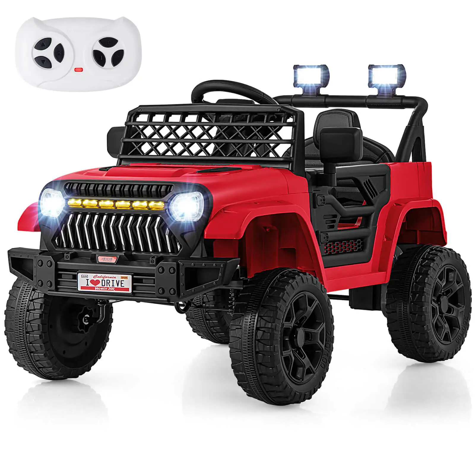 12V Kids Ride on Truck Car w/ Parental Remote 3 Speeds LED Lights & Music Player