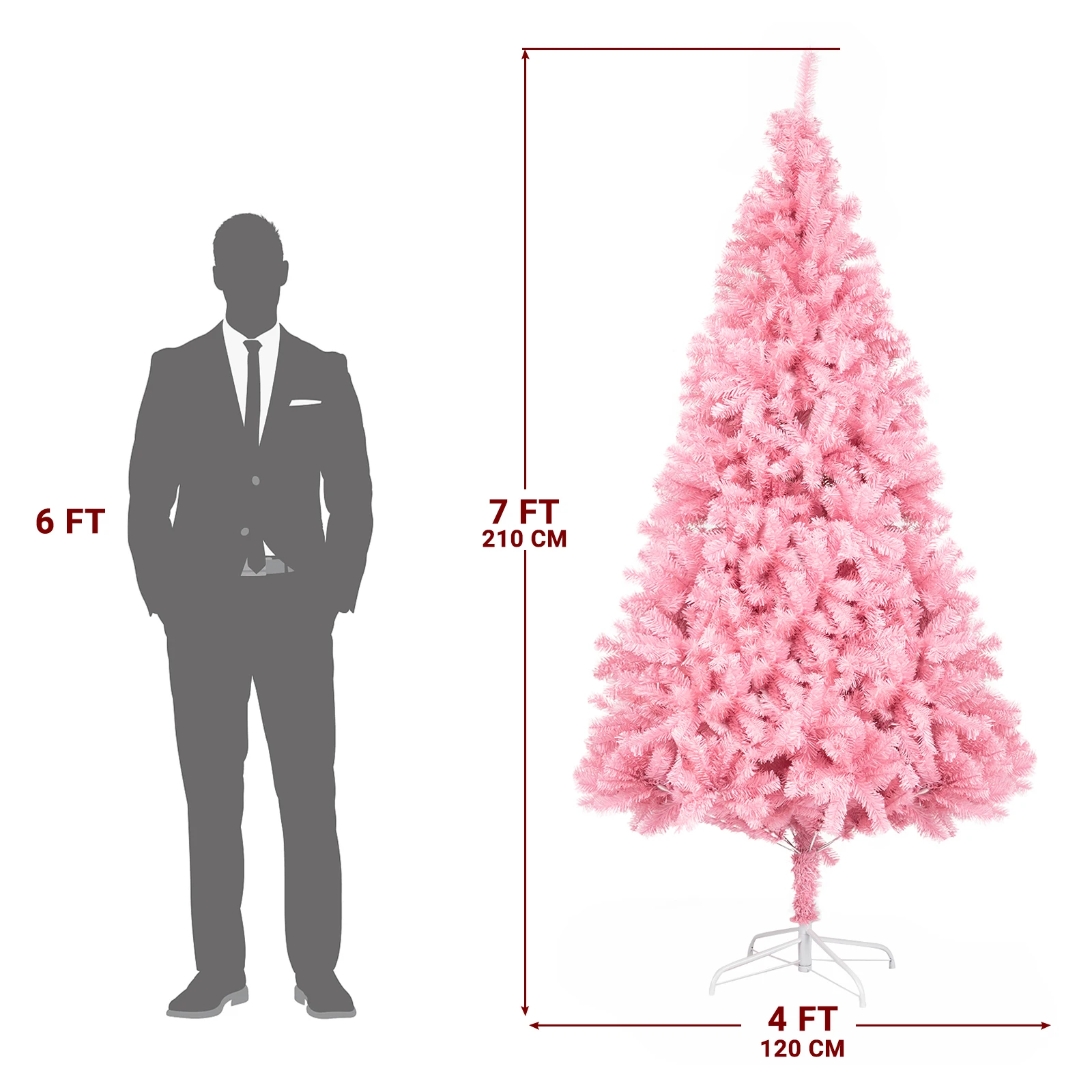 7ft 1400 Branch PVC Branch Iron Bracket Christmas Tree Pink