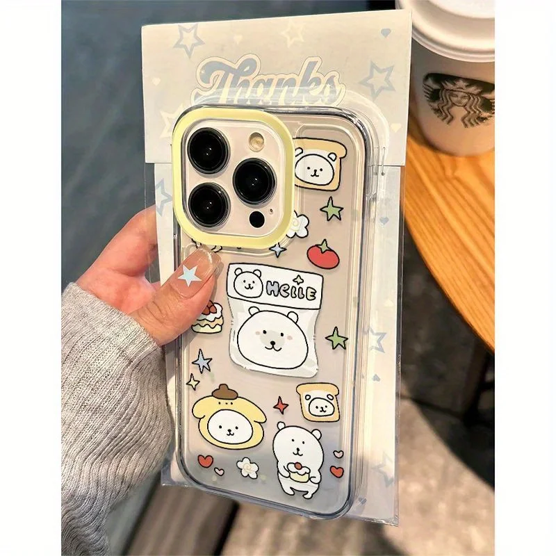 Cute Cartoon PomPomPurin Transparent Phone Case For iPhone 16 15 14 13 12 11 Pro Max 16E XR X XS SE 7 8 Plus 16Pro Cover Fundas