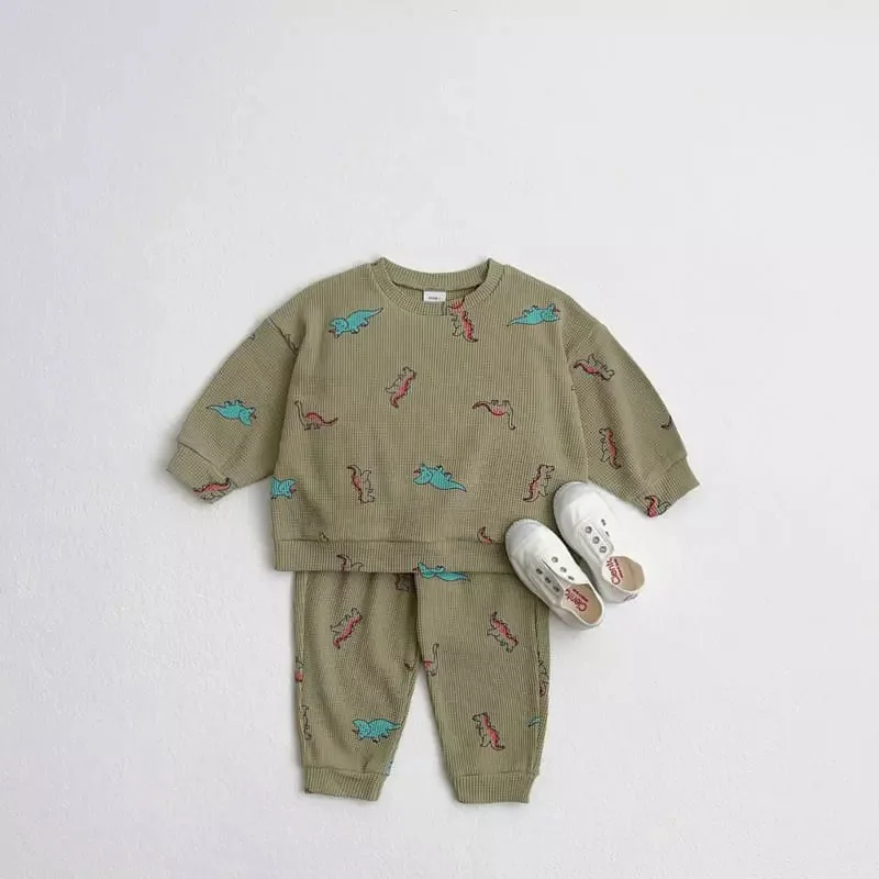 Autumn Baby Boys Clothes Sets Kids Cartoon Dinosaur Sweatshirt + Pants 2 Pcs Suits Toddler Girls Hoodies Sportswear Sweatpants