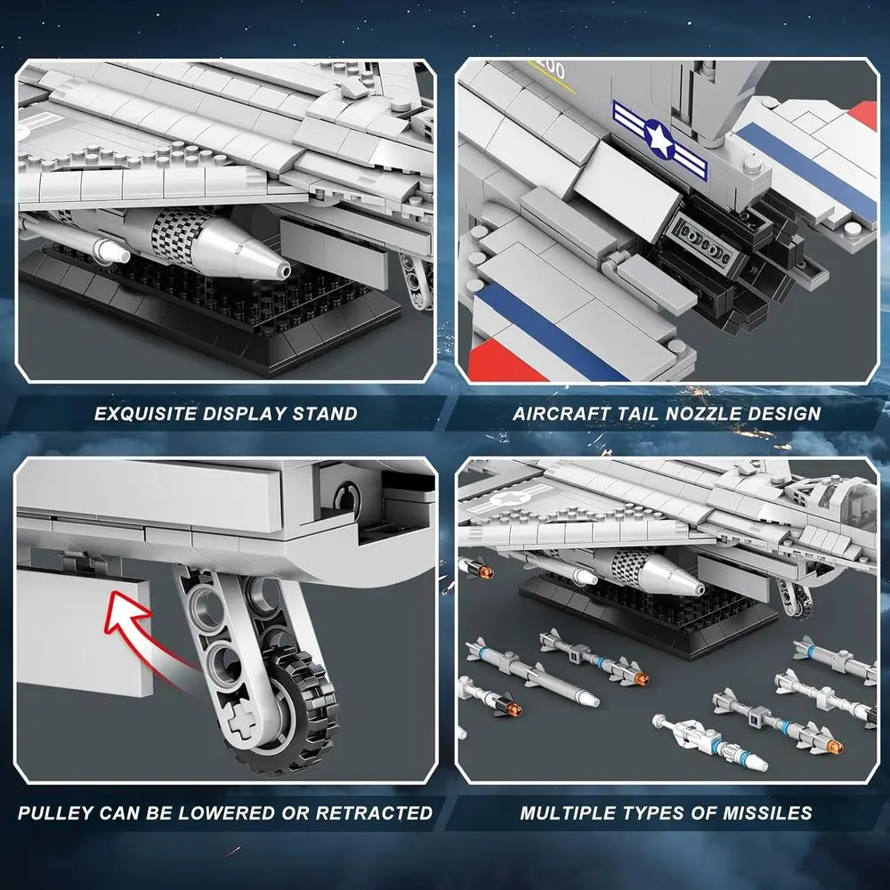 Kit de construction de jet de chasse Reobrix F-16, modèle d'affichage militaire, blocs de l'armée de l'air, 33027, avion Falcon, 1377 pièces, cadeaux pour Avi