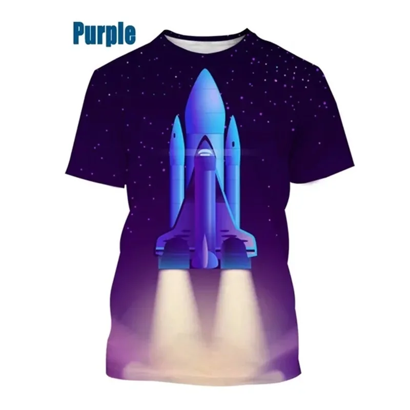 

3D Print Space Shuttle T Shirt For Men Women Short Sleeve Casual Tee Tops Homme Kids Rocket Spacesuit T Shirt Streetwear