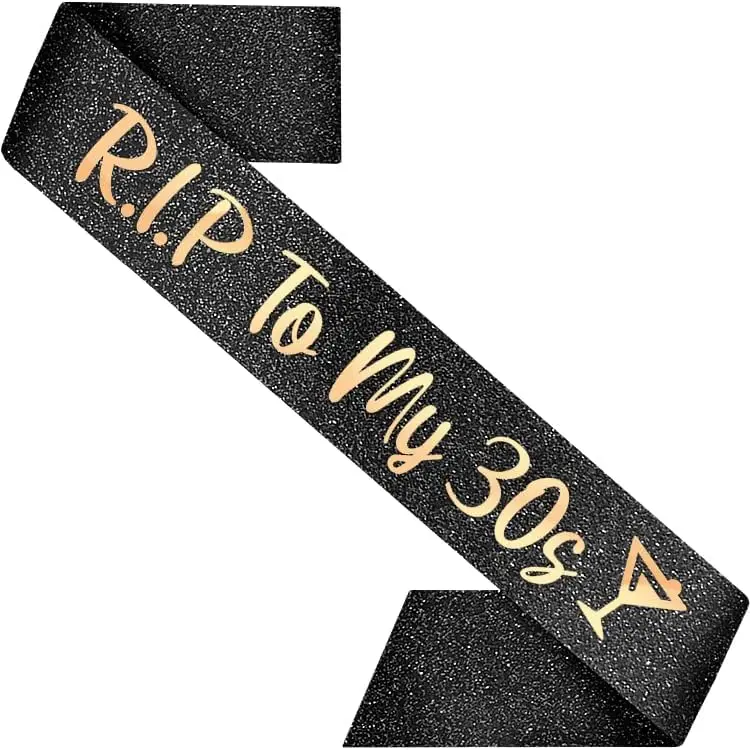 20/30/40th Birthday Sash Decorations RIP to My 20s Sash Black with Rose Gold Letters Sash