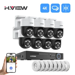 H.view 8Ch 4K 5MP 8MP CCTV-Überwachungskamerasystem Ptz Home Video Surveillance Kit Outdoor IP-Kamera Humanoidenerkennung