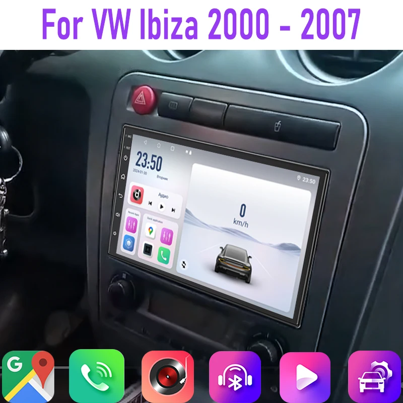 

7" 4GB+64GB For VW Ibiza 2000-2007 Car Radio Steering Wheel Control 2DIN Head Unit Rear Camera Android 15 Auto