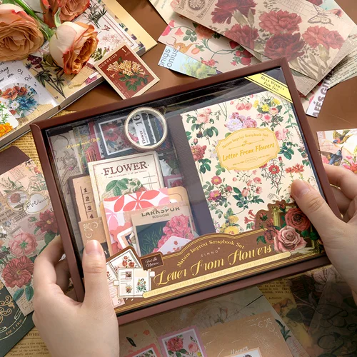 Imagen 1 del producto Juego de álbumes de recortes de gran tamaño, pegatinas para álbum diario DIY, Material de cinta de papel, premios de papelería para estudiantes, caja de regalo para diario, 154 Uds.