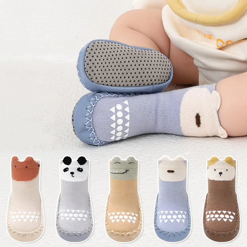 Baby Anti Slip Wandelsok Schoenen Pasgeboren Peuter Cartoon Vloer Schoenen Met Rubberen Zolen Babyschoenen Gebreide Sokken 0-18Months