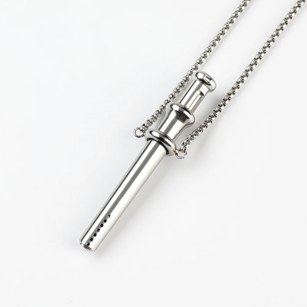 Anxiety Relief Breathing Necklace Stainless Steel Meditation Pendant for Stress & Mindfulness Calm Jewelry Quit Smoking Aid