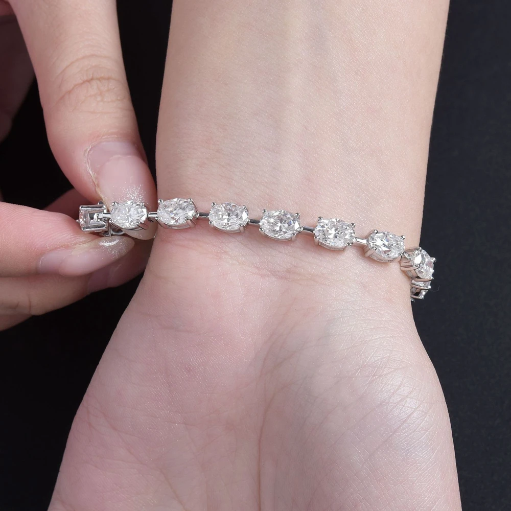 Vinregem VVS1 3EX D Color 5*7 MM 1CT Oval Cut Real Moissanite Diamonds Sparkling Bracelets 100% 925 Sterling Silver Fine Jewelry