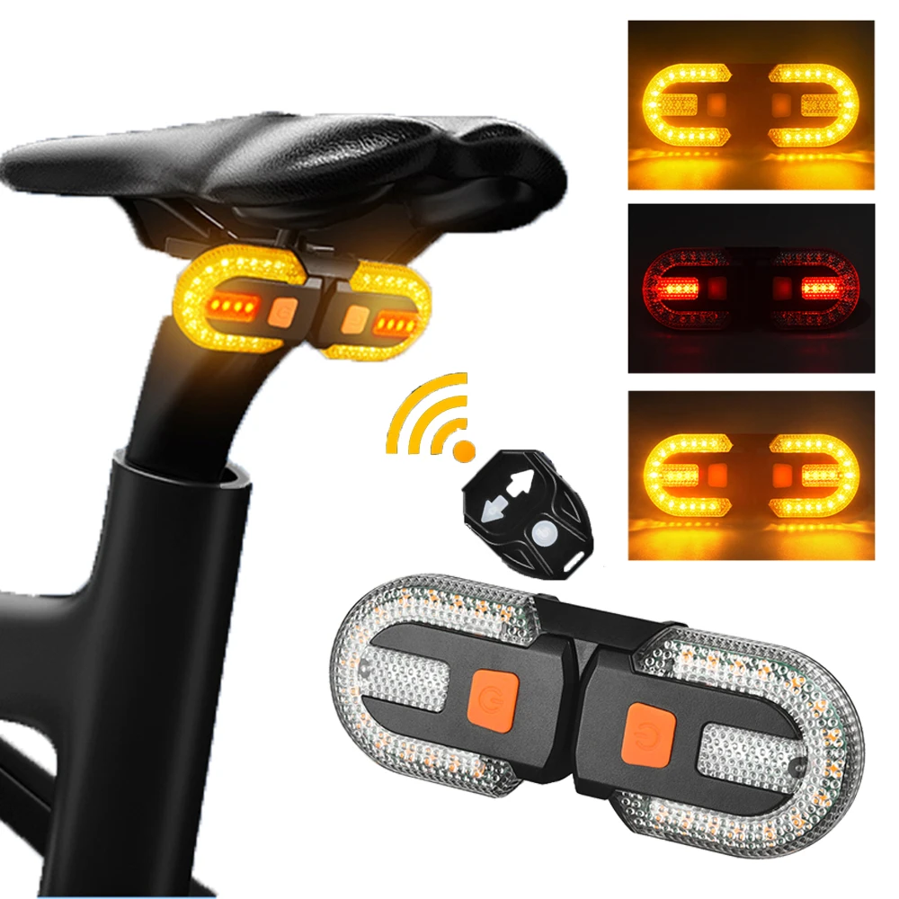 Bike Turn Signal Rear Light LED Bicycle Light USB Rechargeable Wireless Remote Control Bike Back MTB Tail Light Bike Accessories